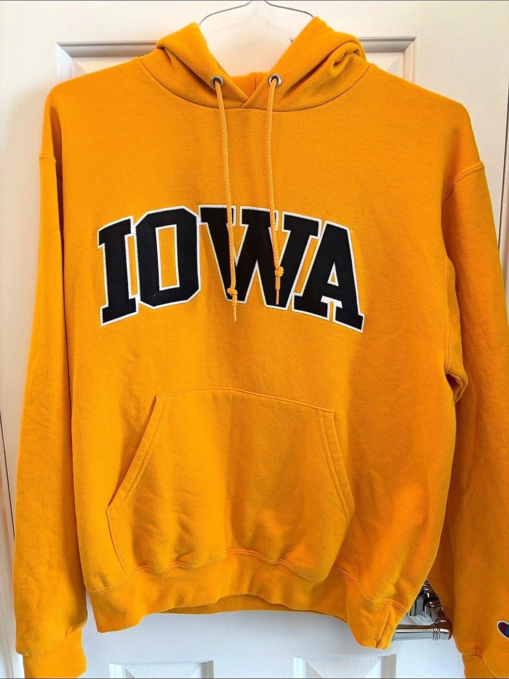 Champion University of Iowa Reverse Weave Hoodie Yellow Small